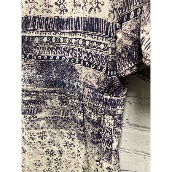 Michael Stars Womens Purple Aztec Dress 3/4 Sleeves V Neck Tie Waist Casual M - Picture 9 of 11